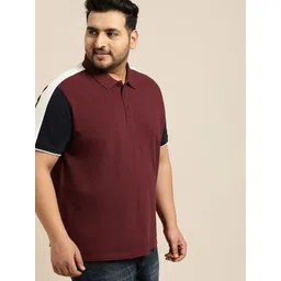 Sztori Plus Size Men Burgundy Solid Polo Collar T-shirt-picture-14