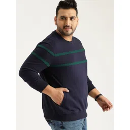 Sztori Plus Size Men Navy Blue Solid Sweatshirt-picture-32