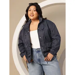 Sztori Plus Size Mock Collar Tailored Jacket with Toggled Hem-picture-29