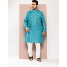 Sztori Plus-Size Printed Band Collar Kurta-picture-36