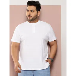 Sztori Plus Size Printed Henley Neck Pure Cotton T-shirt-picture-31