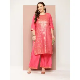 Sztori Plus Size Printed Regular Kurta with Palazzos-picture-35