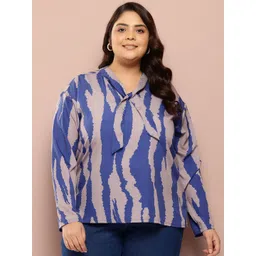 Sztori Plus Size Printed Tie-Up Neck Top-picture-12