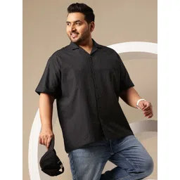 Sztori Plus Size Pure Cotton Seersucker Drop-Sleeves Cuban Collar Shirt-picture-38