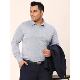 Sztori Plus Size Relaxed Micro Ditsy Printed Cotton Formal Shirt-picture-10