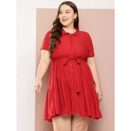 Sztori Plus Size Shirt Style Tie-Up Mini Dress-picture-28