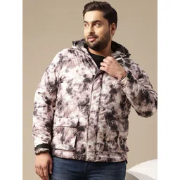 Sztori Plus Size Tie and Dye Printed Hooded Padded Jacket-picture-35