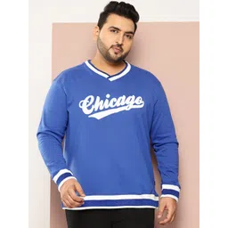 Sztori Plus Size V-Neck Typography Printed Pullover Sweatshirt-image-11