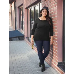 Sztori Plus Size Women Black Solid Pullover-picture-15
