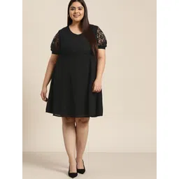 Sztori Women Plus Size Black Floral A-Line Dress-picture-16
