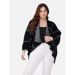 Sztori Women Plus Size Checked Poncho-picture-33