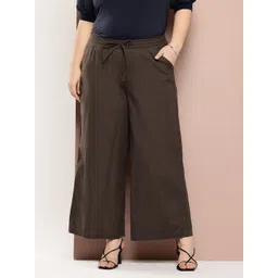 Sztori Women Plus Size Cotton Flared Parallel Trousers-picture-19