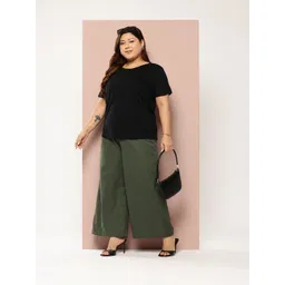 Sztori Women Plus Size Cotton Linen Flared Trousers-picture-24