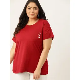 Sztori Women Plus Size Maroon Drop-Shoulder Sleeves T-shirt-picture-31