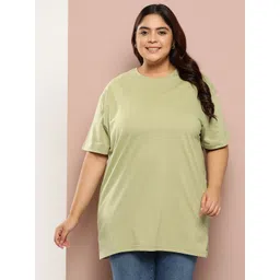 Sztori Women Plus Size Solid Longline T-shirt-picture-15