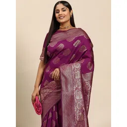 Sztori Woven Design Ethnic Motifs Zari Banarasi Saree-picture-40