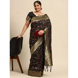 Sztori Woven Design Zari Silk Blend Banarasi Saree-picture-13