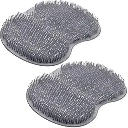 SZZYXD 2PACK Shower Foot Scrubber Mat Back Washer Back Exfoliating Bath Wash Pad Wall Mounted Slip Suction Cups Foot Scrubber for Use in Shower Cups Foot Cleaner for Men and Women, Gray&gray (5212)-picture-30