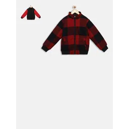 t-base Kids Black & Red Checked Reversible Bomber Jacket-picture-31