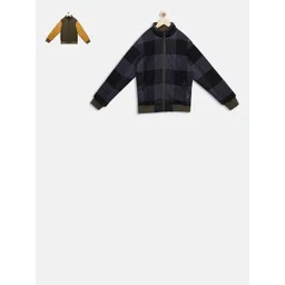 t-base Kids Olive Green Colourblocked Reversible Bomber Jacket-picture-33