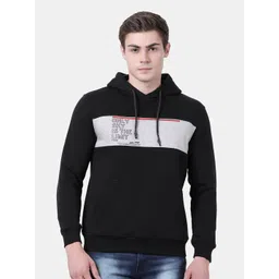 t-base Men Black Printed Fleece Hooded Sweatshirt-picture-38