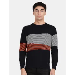 t-base Men Colourblocked Cotton Pullover-picture-13
