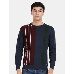 t-base Men Colourblocked Cotton Pullover-picture-10