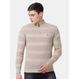 t-base Men Cream-Coloured Striped Long sleeve Ribbed Pullover-picture-41