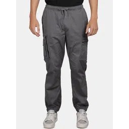 t-base Men Mid-Rise Flat-Front Plain Drawstring Cotton Cargos Jogger-picture-40