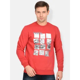 t-base Men Plus Size Red & Grey Printed Cotton Sweatshirt-picture-33