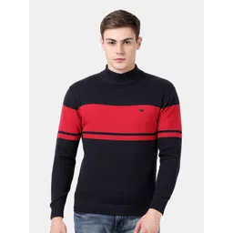 t-base Men Red & Black Colourblocked Pullover-picture-18