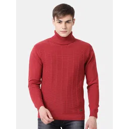 t-base Men Red Ribbed Cotton Pullover Sweater-picture-13
