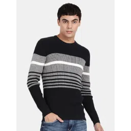 t-base Men Round Neck Striped Cotton Pullover-picture-16