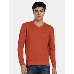 t-base V-Neck Ribbed Hem Cotton Pullover Sweaters-picture-19