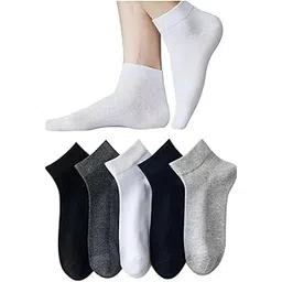 t trendy mart Men's Ankle Length Socks, Pack of 5, Cushioned Sole, Black, Grey, White-picture-26