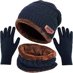 T WILKER Beanie Hat Scarf and Touchscreen Gloves Set for Men & Women Stretch Warm Fleece lining Cap(2Pcs / 3Pcs)-picture-33