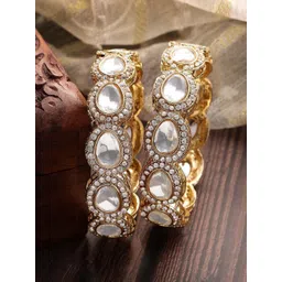 T4 JEWELS Set Of 2 Gold-Plated Kundan Studded Bangles-picture-17