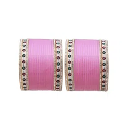T4 JEWELS Set of 36 Gold-Plated Stone-Studded Bangles-picture-22