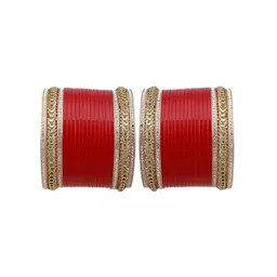 T4 JEWELS Set of 38 Gold-Plated Stone-Studded Bangle-picture-11