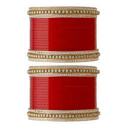 T4 JEWELS Set of 38 Gold-Plated Stone-Studded Bangle-picture-12