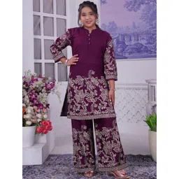 T4You Girls Floral Printed Regular Kurta with Palazzos-picture-12