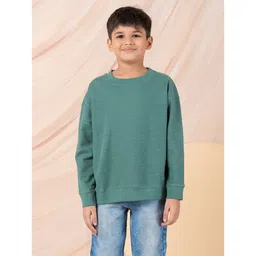 Taatoom Cotton Knit Full Sleeves Solid Light Winter Sweatshirt - Dark Green-picture-11