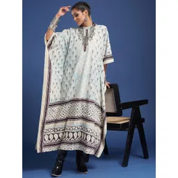 Taavi Ajrakh Women Block Printed Pure Cotton Kaftan Dress-picture-31