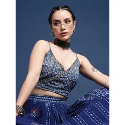 Taavi Bagru Ethnic Motifs Cropped Pure Cotton Top-picture-29