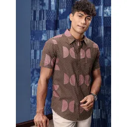 Taavi Block Print Legacy Opaque Abstract Printed Pure Cotton Casual Shirt-picture-40