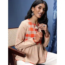 Taavi Checked Pure Cotton Woven Legacy Tunic-image-44