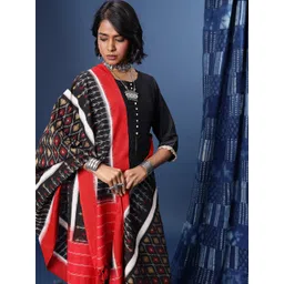 Taavi Ethnic Motifs Woven Design Pure Cotton Pochampally Dupatta-picture-28