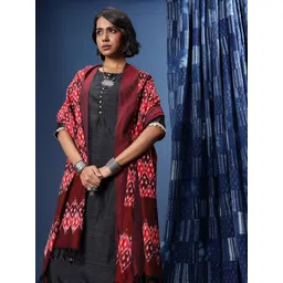 Taavi Ethnic Motifs Woven Design Pure Cotton Pochampally Dupatta-picture-32