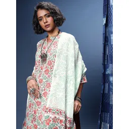 Taavi Floral Printed Pure Cotton Block Print Legacy Kurta with Trousers & Dupatta-picture-14