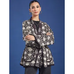 Taavi Mayfair Quilted Reversible Handblock Printed Pure Cotton Jacket With Pockets-picture-19